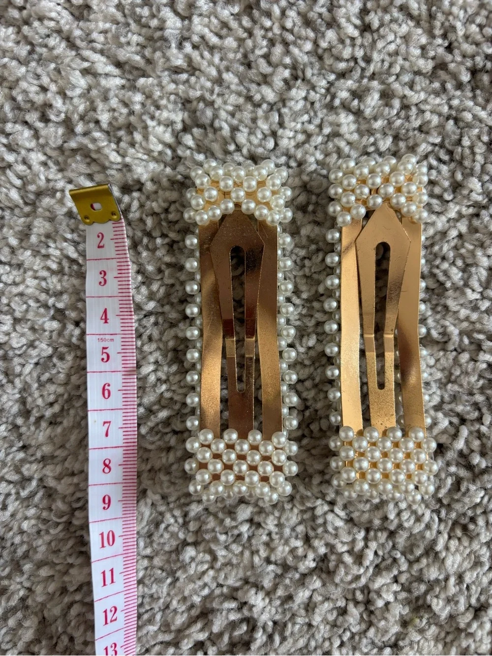 pearl gold rectangular hair clips(set of 2)